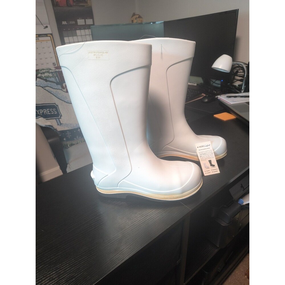 RDI Footwear Waterproof White Knee Plain Toe Knee Boot USM 8/ USW 10
